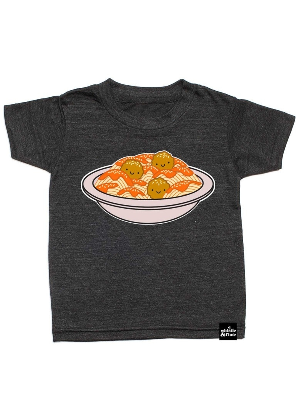 Whistle & Flute Kids Charcoal Spaghetti Graphic Tee T-shirt Pasta